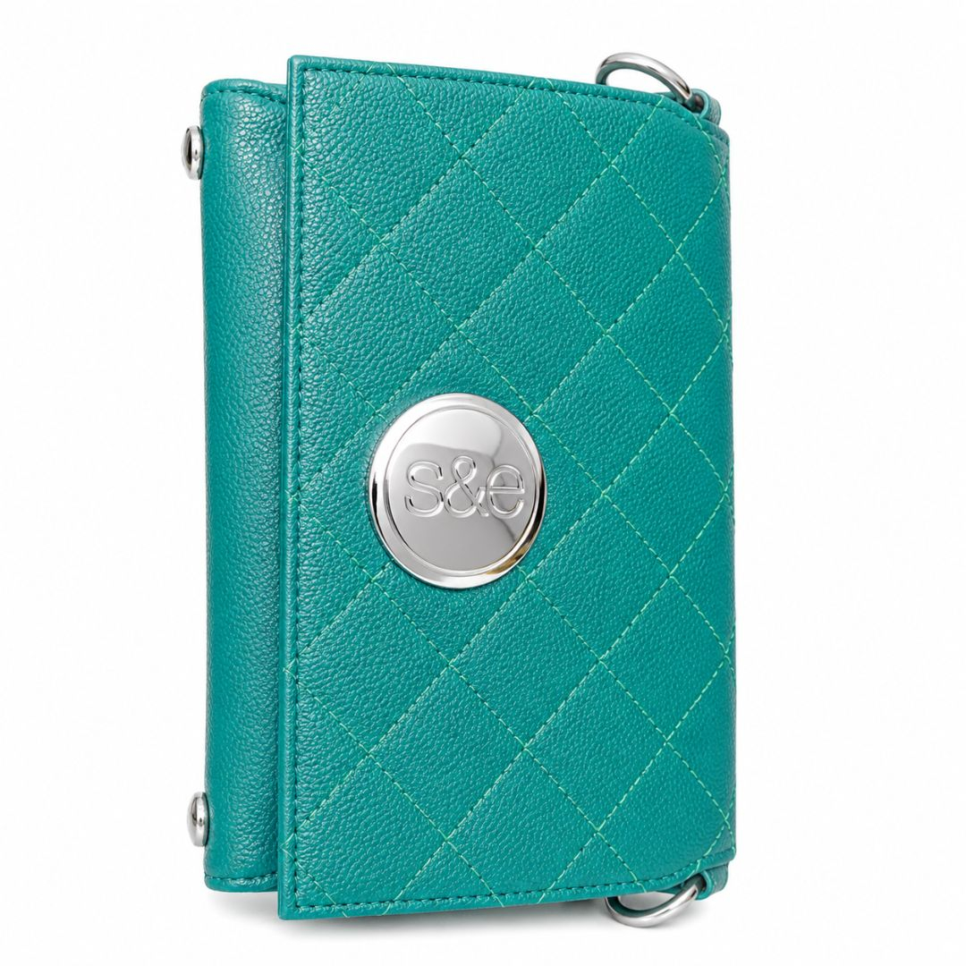 Quilted Faux Leather Crossbody Bag Teal Green